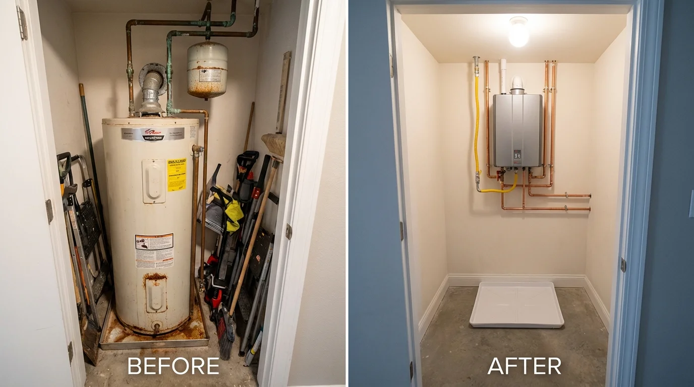 Tank water heater versus wall-mounted tankless unit comparison for Saint Marys, OH homeowners